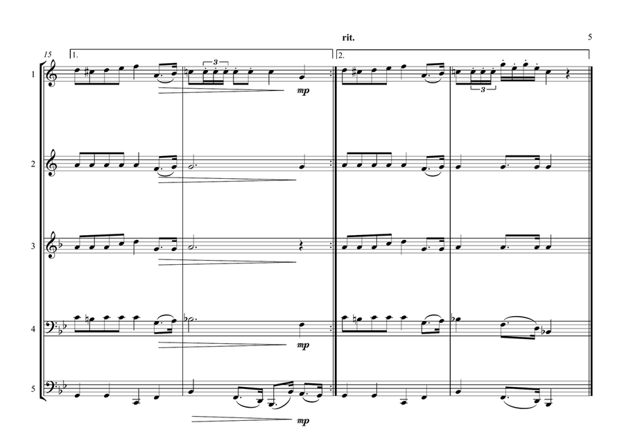 Malagasy (Madagascar) National Anthem for Brass Quintet Brass Quintet scores gallery preview page 5