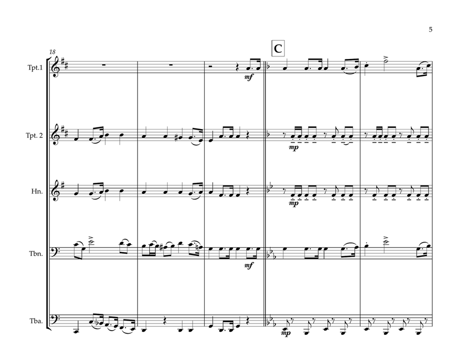 Mexican National Anthem for Brass Quintet (MFAO World National Anthem Series) Brass Quintet scores gallery preview page 5
