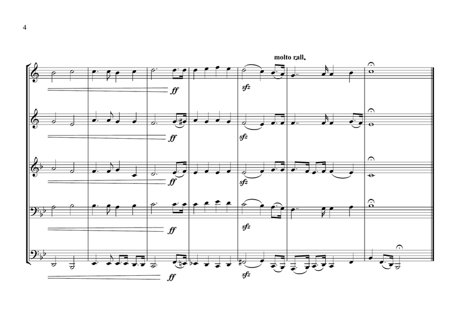 Norwegian National Anthem for Brass Quintet Brass Quintet scores gallery preview page 4