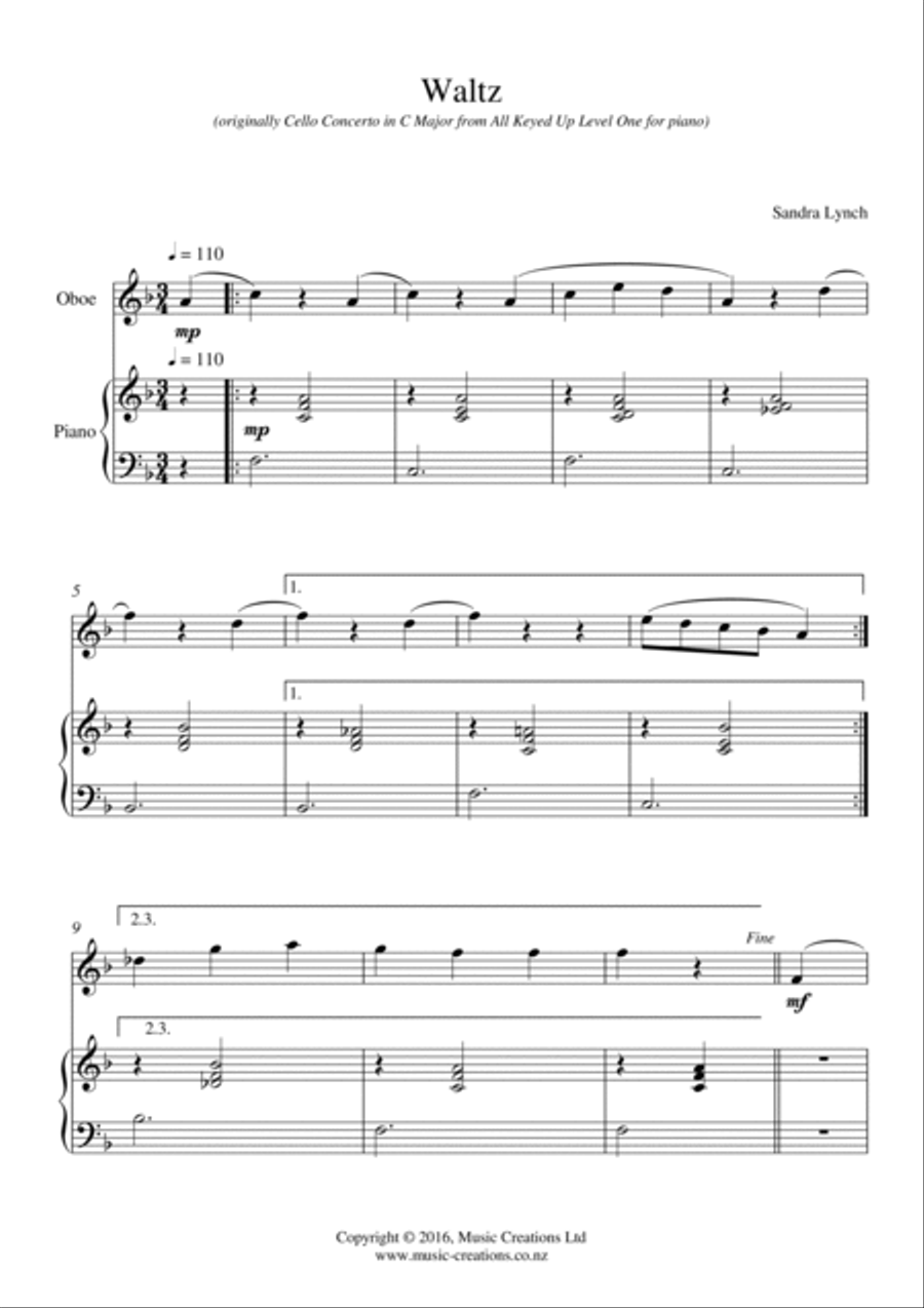Waltz for Oboe Woodwind Duet scores gallery preview page 3