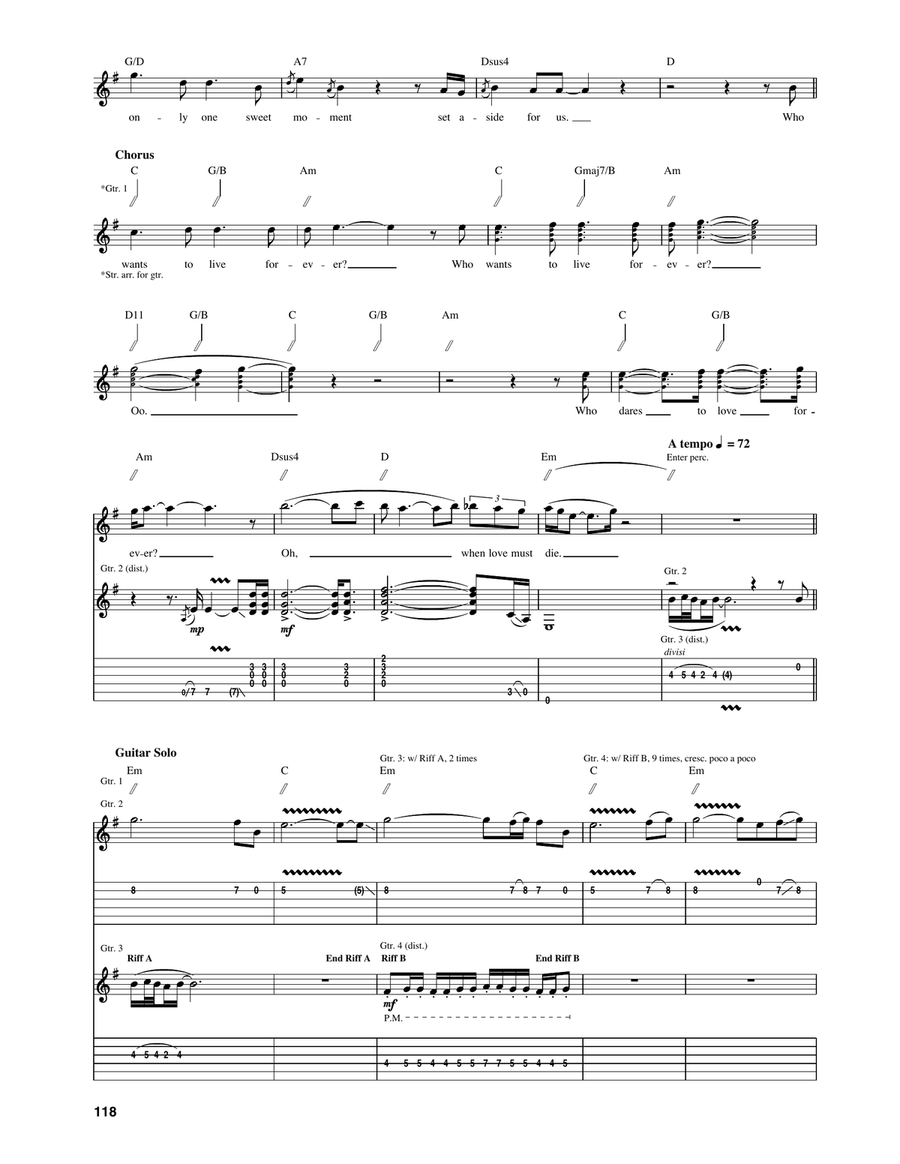 Who Wants To Live Forever Acoustic Guitar scores gallery preview page 2
