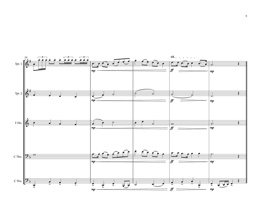 Pakistani National Anthem for Brass Quintet (World National Anthems Series) Brass Quintet scores gallery preview page 5
