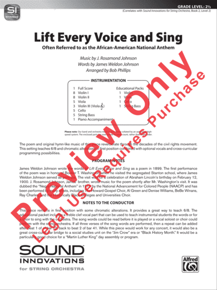 Lift Every Voice and Sing String Orchestra scores gallery preview page 10