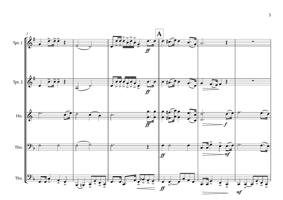Papua New Guinea National Anthem ''O Arise all You Sons'' for Brass Quintet Brass Quintet scores gallery preview page 3