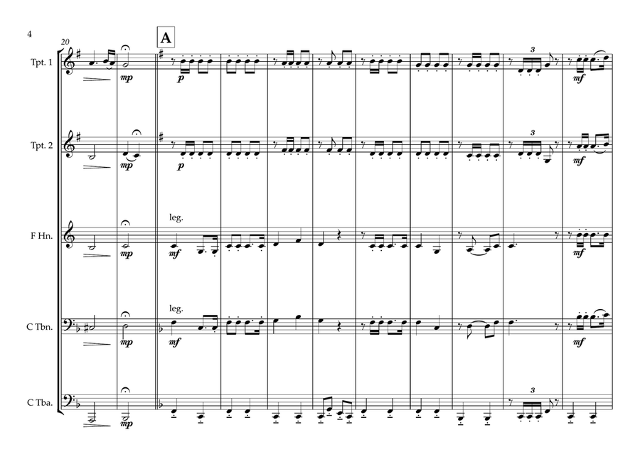 Qatari National Anthem as-Salam al-Amiri السلام الأميري‎ for Brass Quintet Brass Quintet scores gallery preview page 4