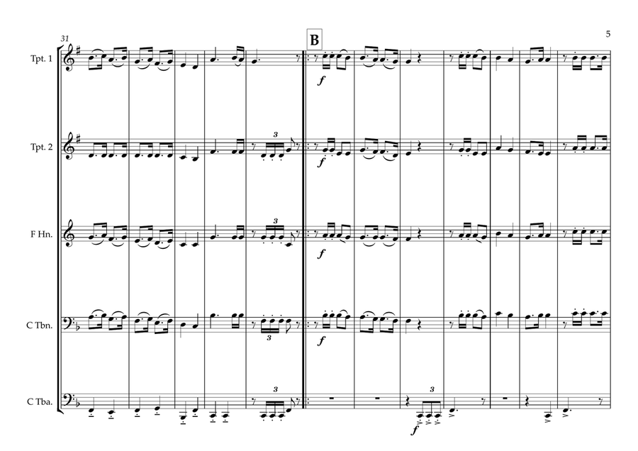 Qatari National Anthem as-Salam al-Amiri السلام الأميري‎ for Brass Quintet Brass Quintet scores gallery preview page 5