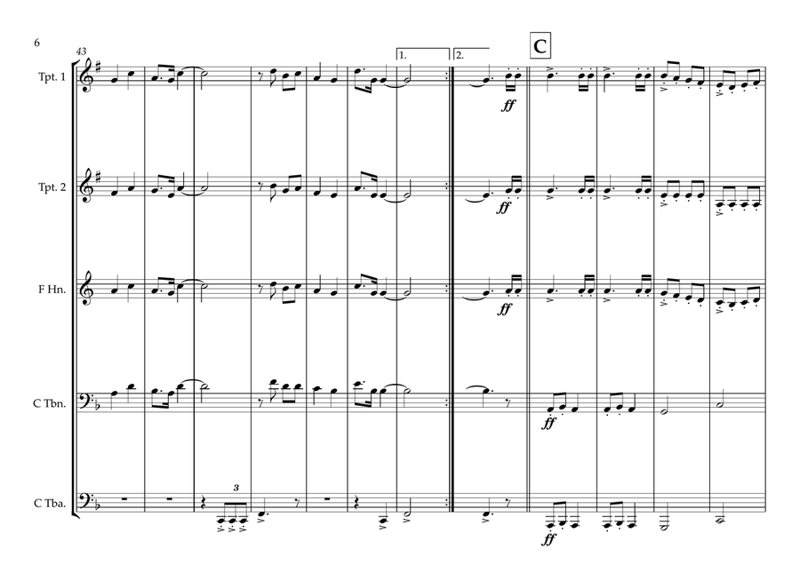 Qatari National Anthem as-Salam al-Amiri السلام الأميري‎ for Brass Quintet Brass Quintet scores gallery preview page 6