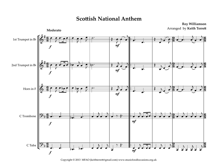 Scottish National Anthem for Brass Quintet Brass Quintet scores gallery preview page 2