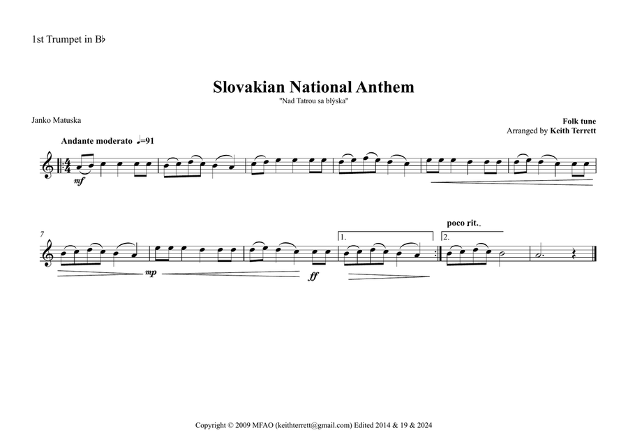 Slovakian National Anthem ''Nad Tatrou sa bl SA scores gallery preview page 5