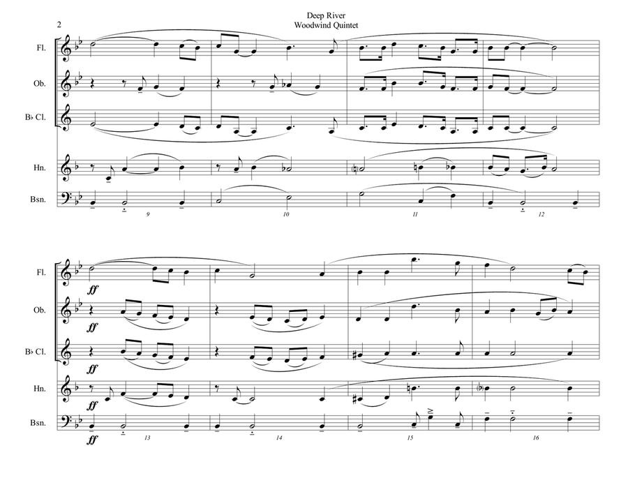 Deep River - Woodwind Quintet - Intermediate Woodwind Quintet scores gallery preview page 2