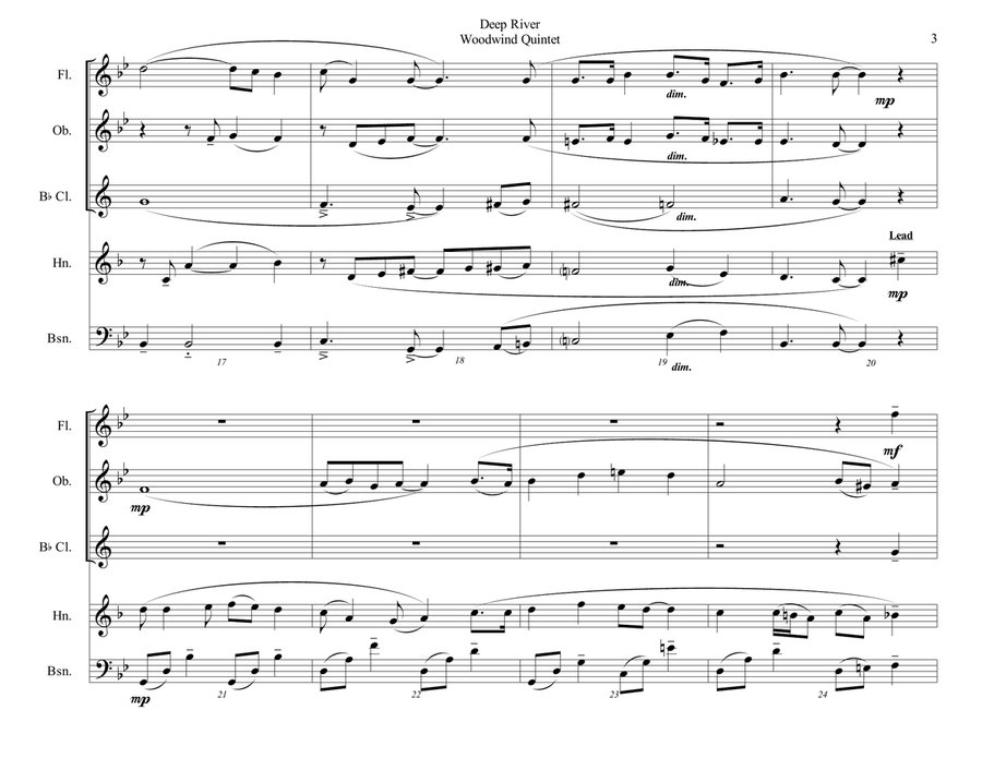 Deep River - Woodwind Quintet - Intermediate Woodwind Quintet scores gallery preview page 3