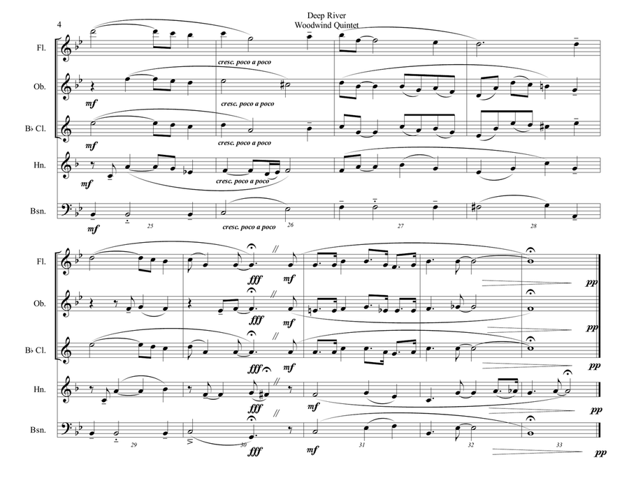 Deep River - Woodwind Quintet - Intermediate Woodwind Quintet scores gallery preview page 4