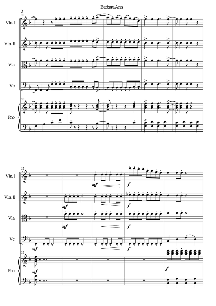 Barbara Ann Barbara Ann Piano Quintet scores gallery preview page 2