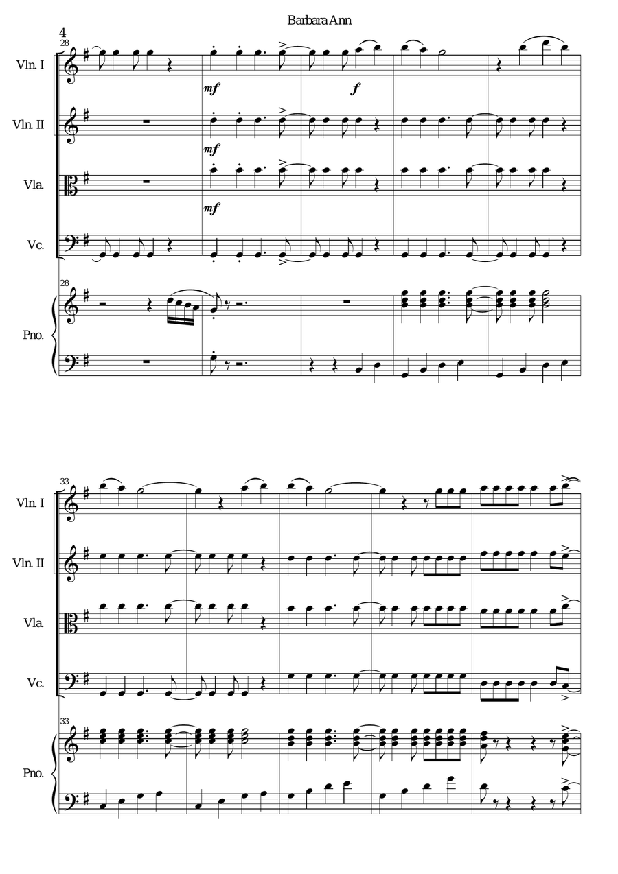 Barbara Ann Barbara Ann Piano Quintet scores gallery preview page 4