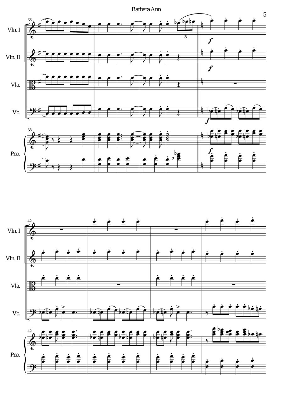 Barbara Ann Barbara Ann Piano Quintet scores gallery preview page 5
