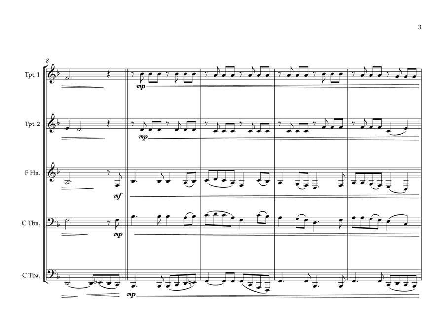 Zimbabwean National Anthem ''Kalibusiswe Ilizwe le Zimbabwe'' for Brass Quintet Brass Quintet scores gallery preview page 3