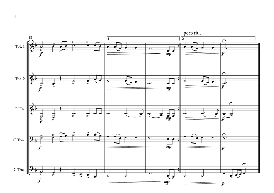 Zimbabwean National Anthem ''Kalibusiswe Ilizwe le Zimbabwe'' for Brass Quintet Brass Quintet scores gallery preview page 4