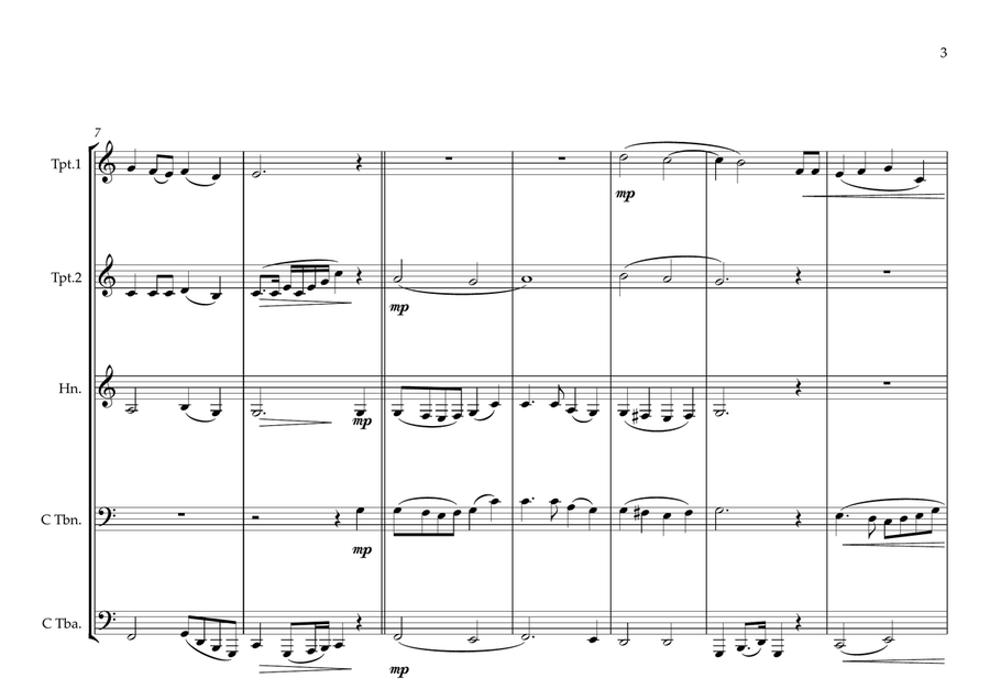 Grenadian National Anthem ''Hail! Grenada'' for Brass Quintet Brass Quintet scores gallery preview page 3