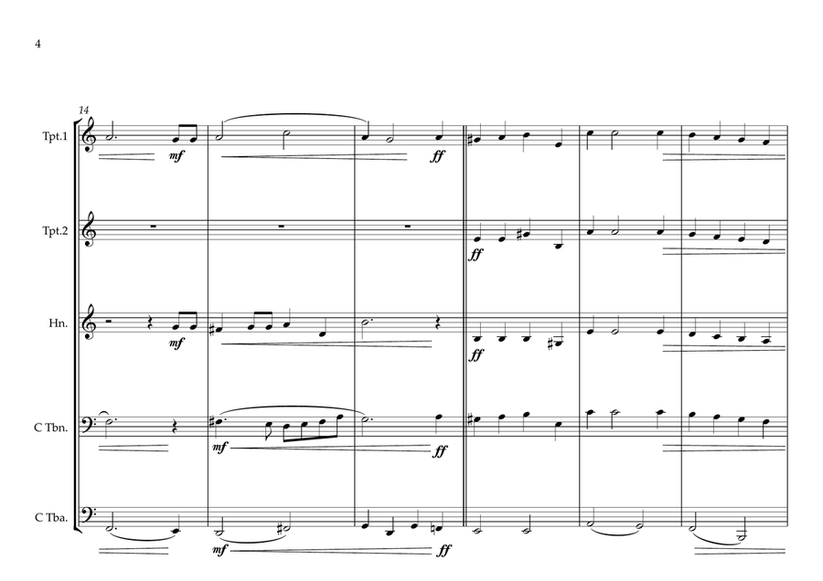 Grenadian National Anthem ''Hail! Grenada'' for Brass Quintet Brass Quintet scores gallery preview page 4