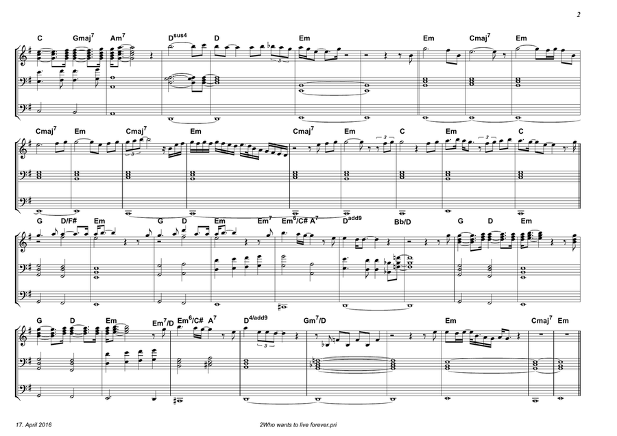 Who Wants To Live Forever Piano scores gallery preview page 2