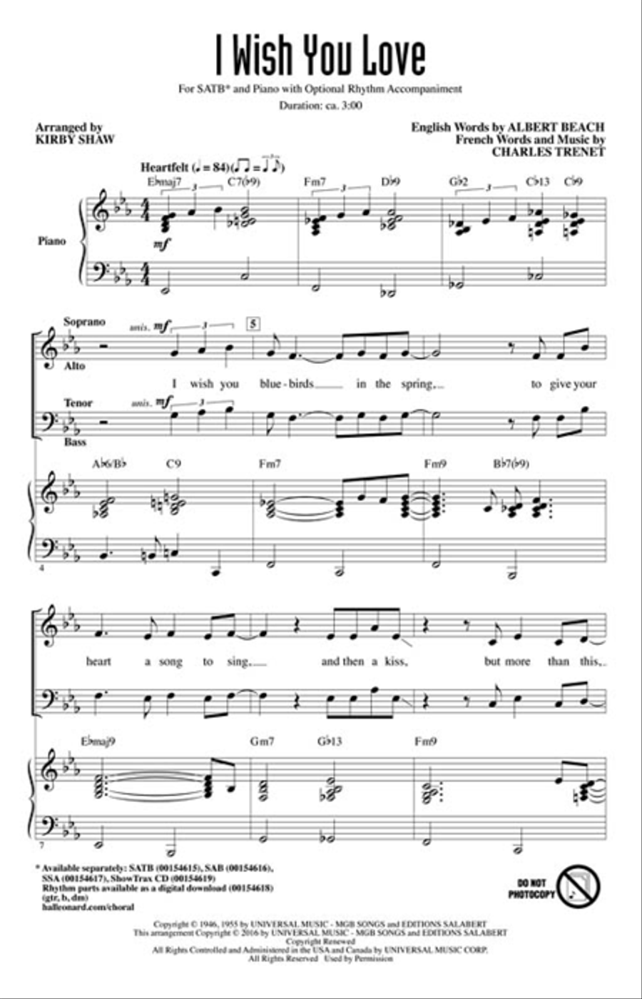 I Wish You Love I Wish You Love 4-Part scores gallery preview page 2