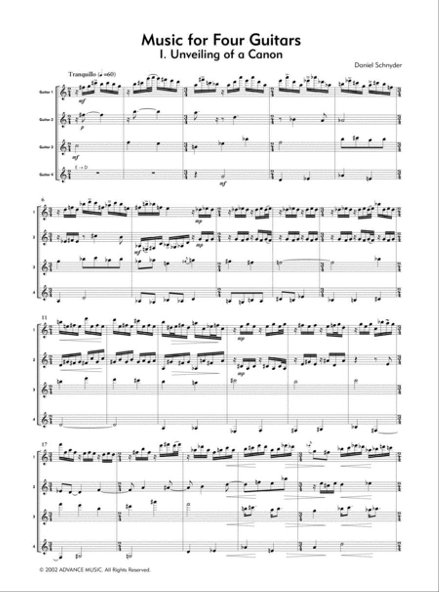 Music for Four Guitars Music for Four Guitars Small Ensemble scores gallery preview page 2