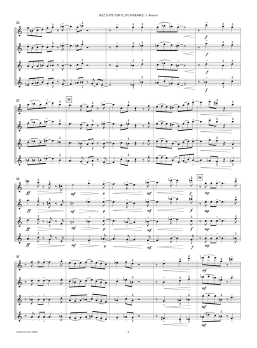 Jazz Suite for Flute Ensemble Flute Quartet scores gallery preview page 2