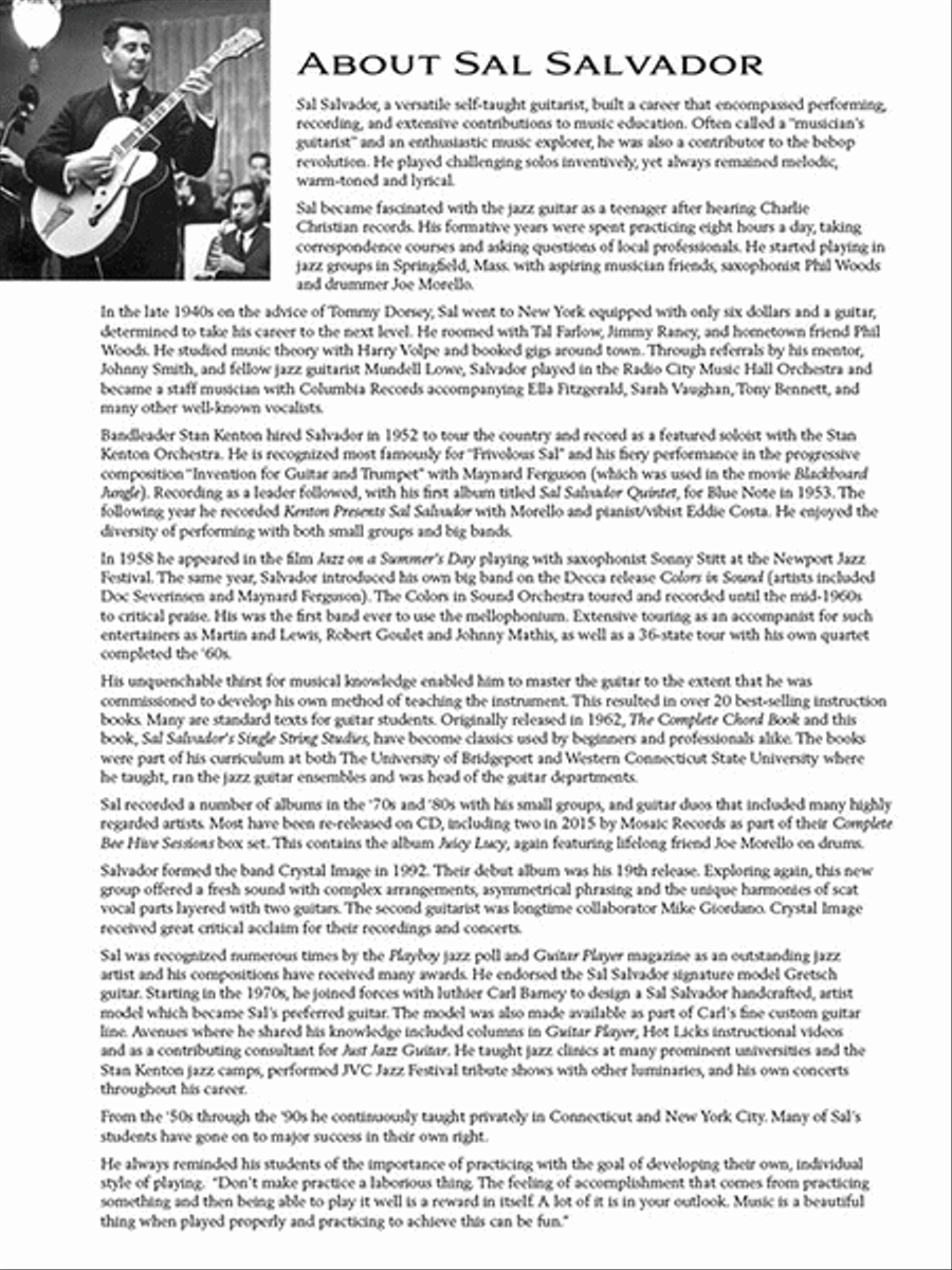 Sal Salvador's Single String Studies for Guitar Electric Guitar scores gallery preview page 2