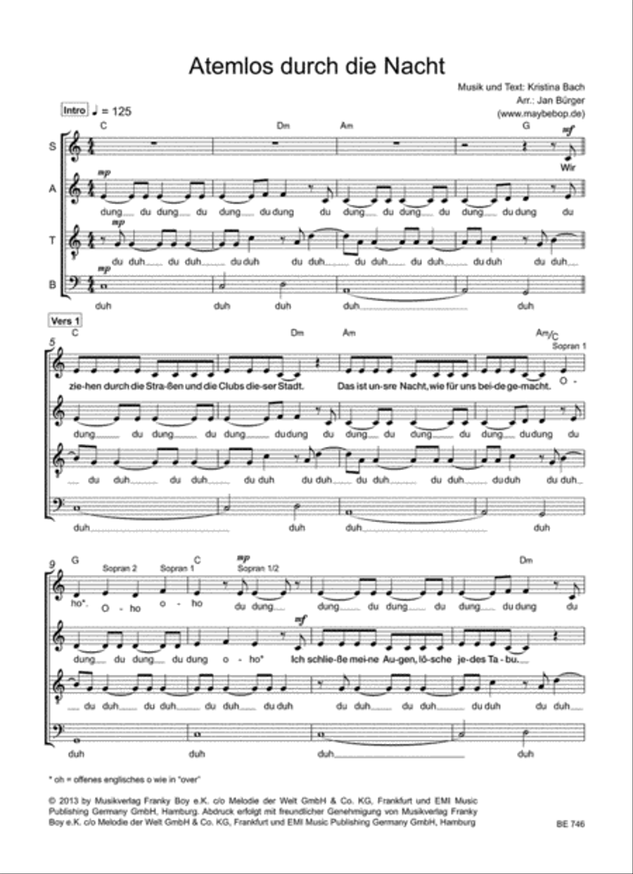 Atemlos durch die Nacht 4-Part scores gallery preview page 2