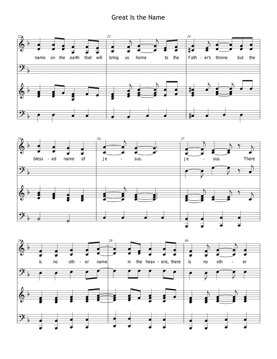 Great Is the Name (Jer. 10:6; Acts 4:12) - Choir Version (Includes unlimited license to copy) 4-Part scores gallery preview page 3