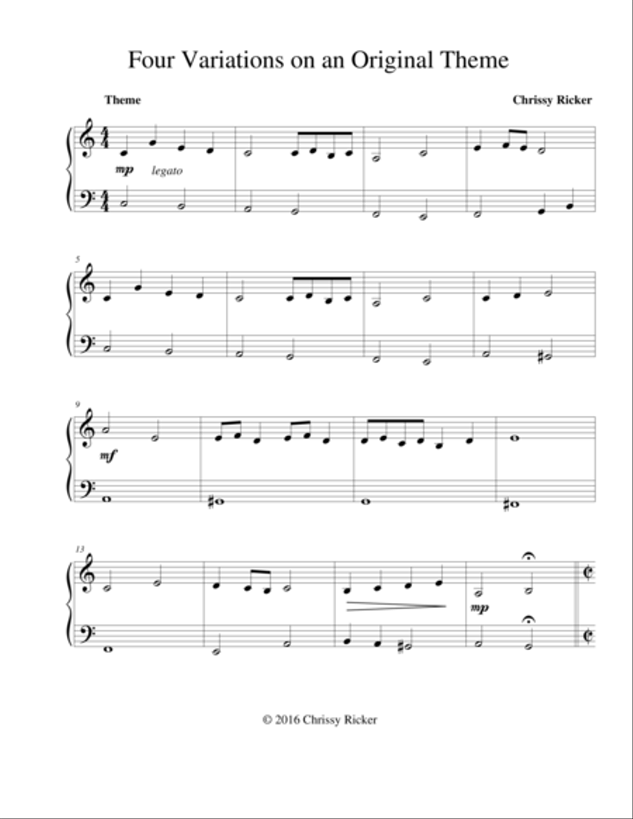 Four Variations on an Original Theme Piano Solo scores gallery preview page 1