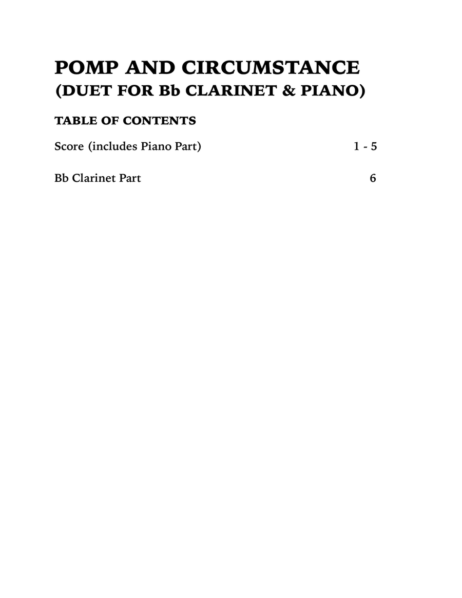 Pomp and Circumstance (Clarinet and Piano) Clarinet Solo scores gallery preview page 4