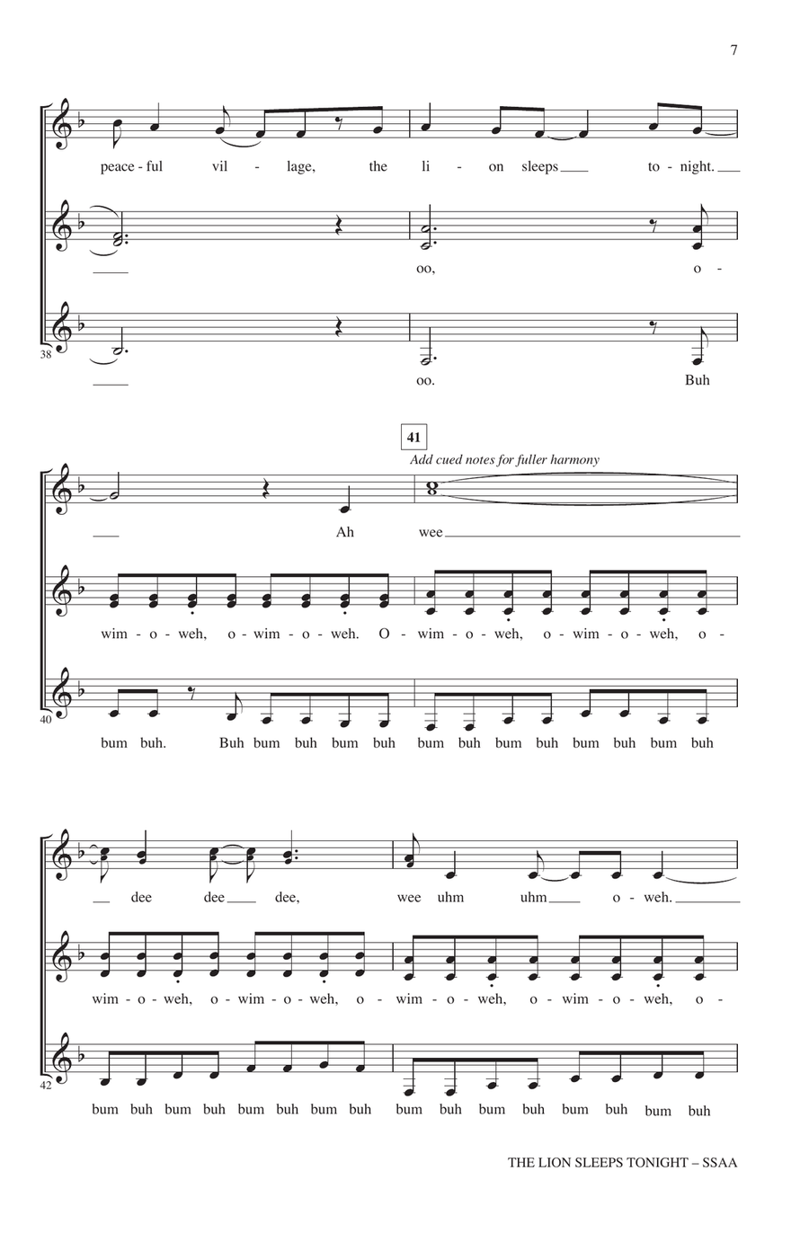 The Lion Sleeps Tonight (arr. Kirby Shaw) SSAA scores gallery preview page 6