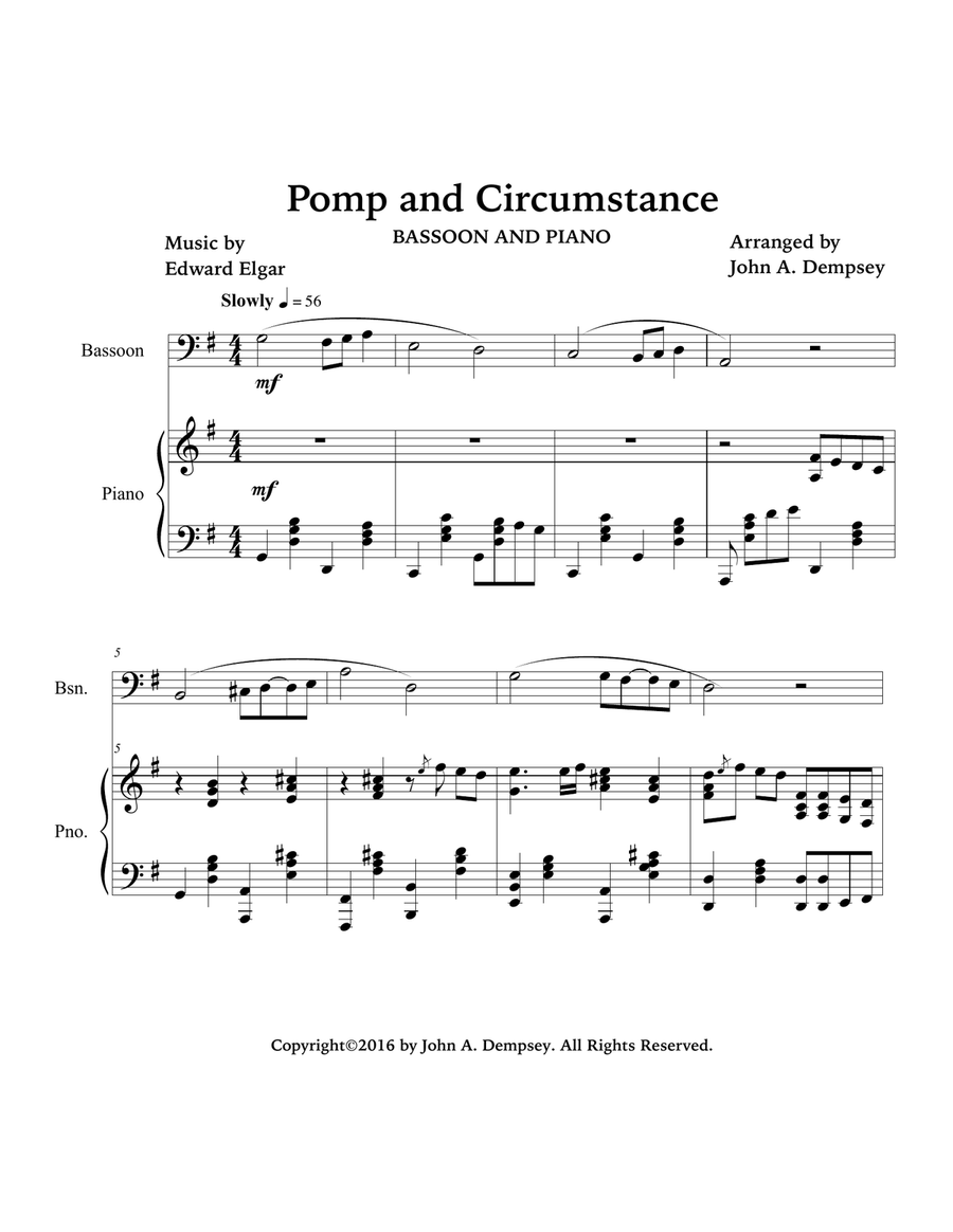 Pomp and Circumstance (Bassoon and Piano) Bassoon Solo scores gallery preview page 5