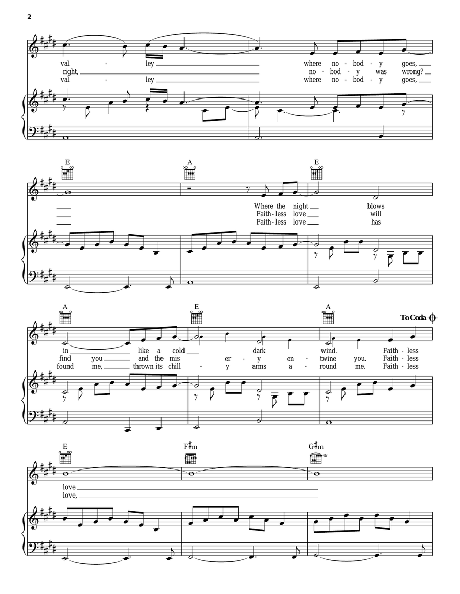Faithless Love Faithless Love Piano, Vocal, Guitar scores gallery preview page 2