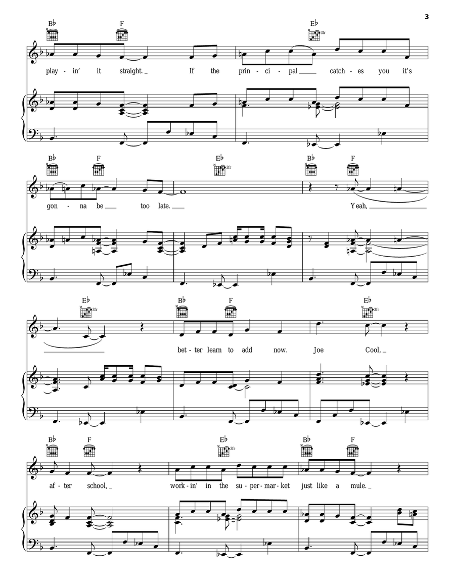 Joe Cool Joe Cool Piano, Vocal, Guitar scores gallery preview page 3