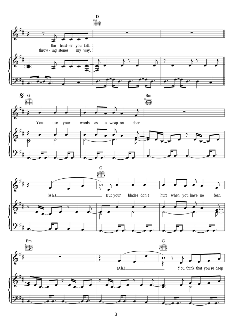 Words As Weapons Words As Weapons Piano, Vocal, Guitar scores gallery preview page 3
