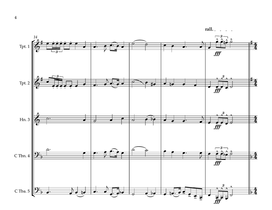 Nigerian National Anthem for Brass Quintet (Old & New) Brass Quintet scores gallery preview page 4