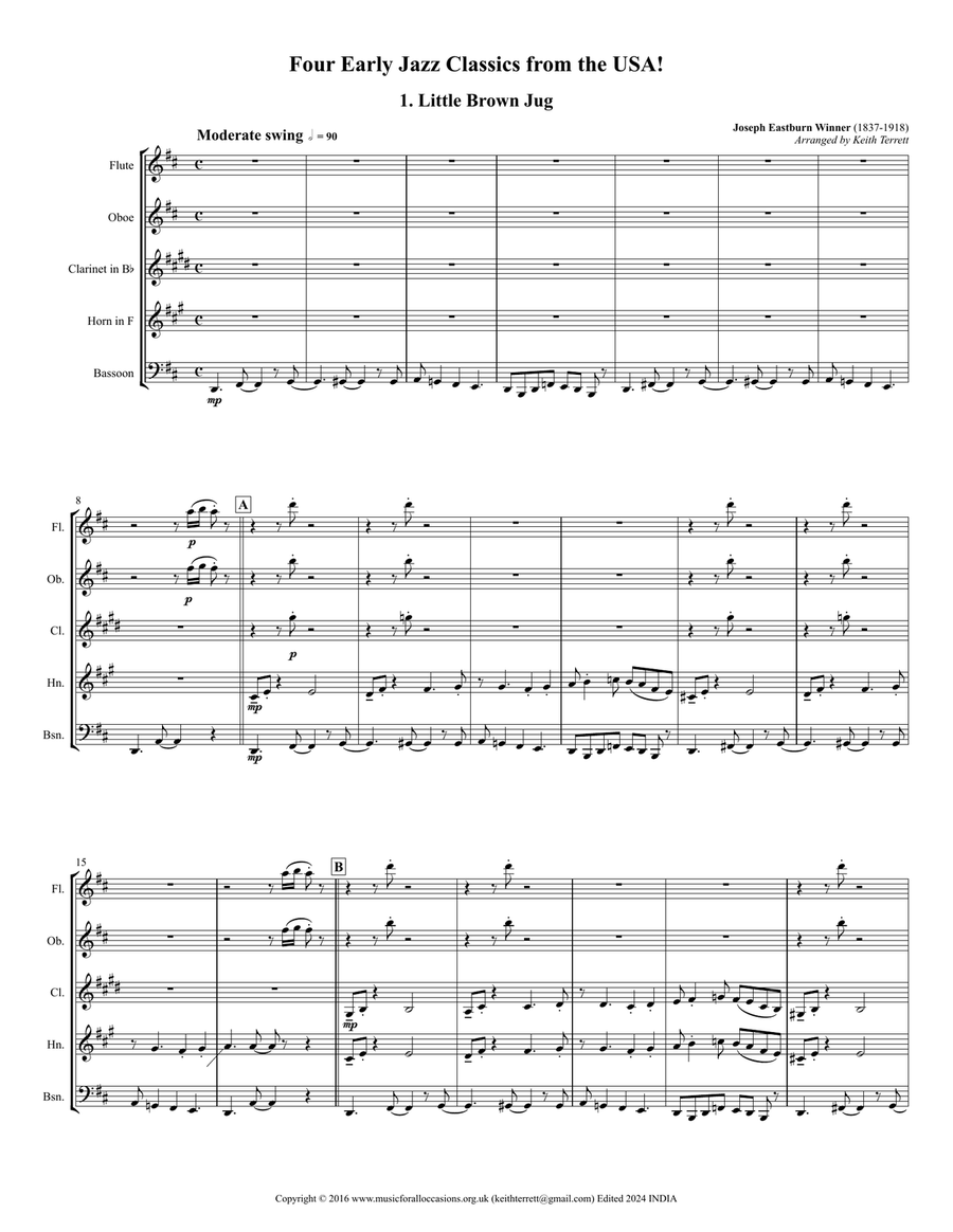 Four Early Jazz Classics from the USA for Wind Quintet Woodwind Quintet scores gallery preview page 2