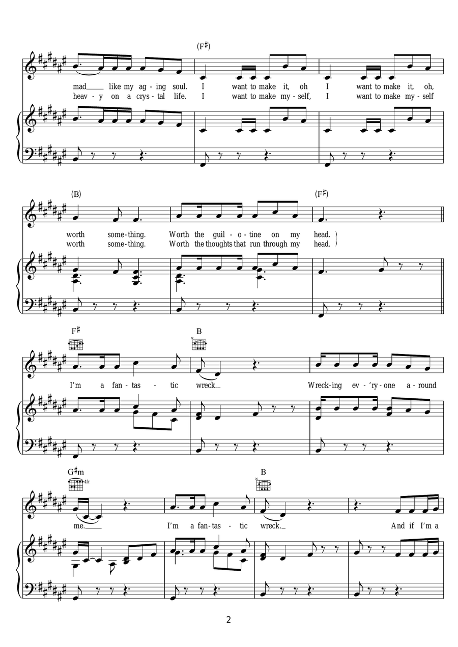 I'm A Fantastic Wreck Piano, Vocal, Guitar scores gallery preview page 2