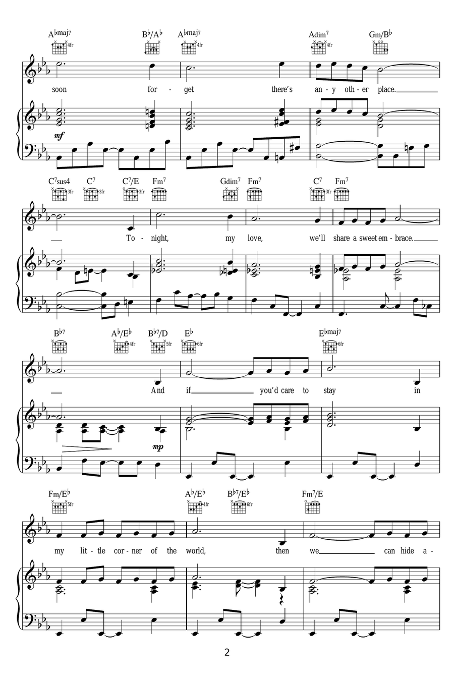 My Little Corner Of The World Piano, Vocal, Guitar scores gallery preview page 2