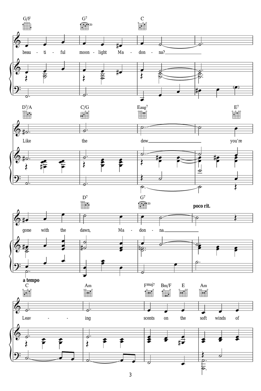 My Moonlight Madonna My Moonlight Madonna Piano, Vocal, Guitar scores gallery preview page 3