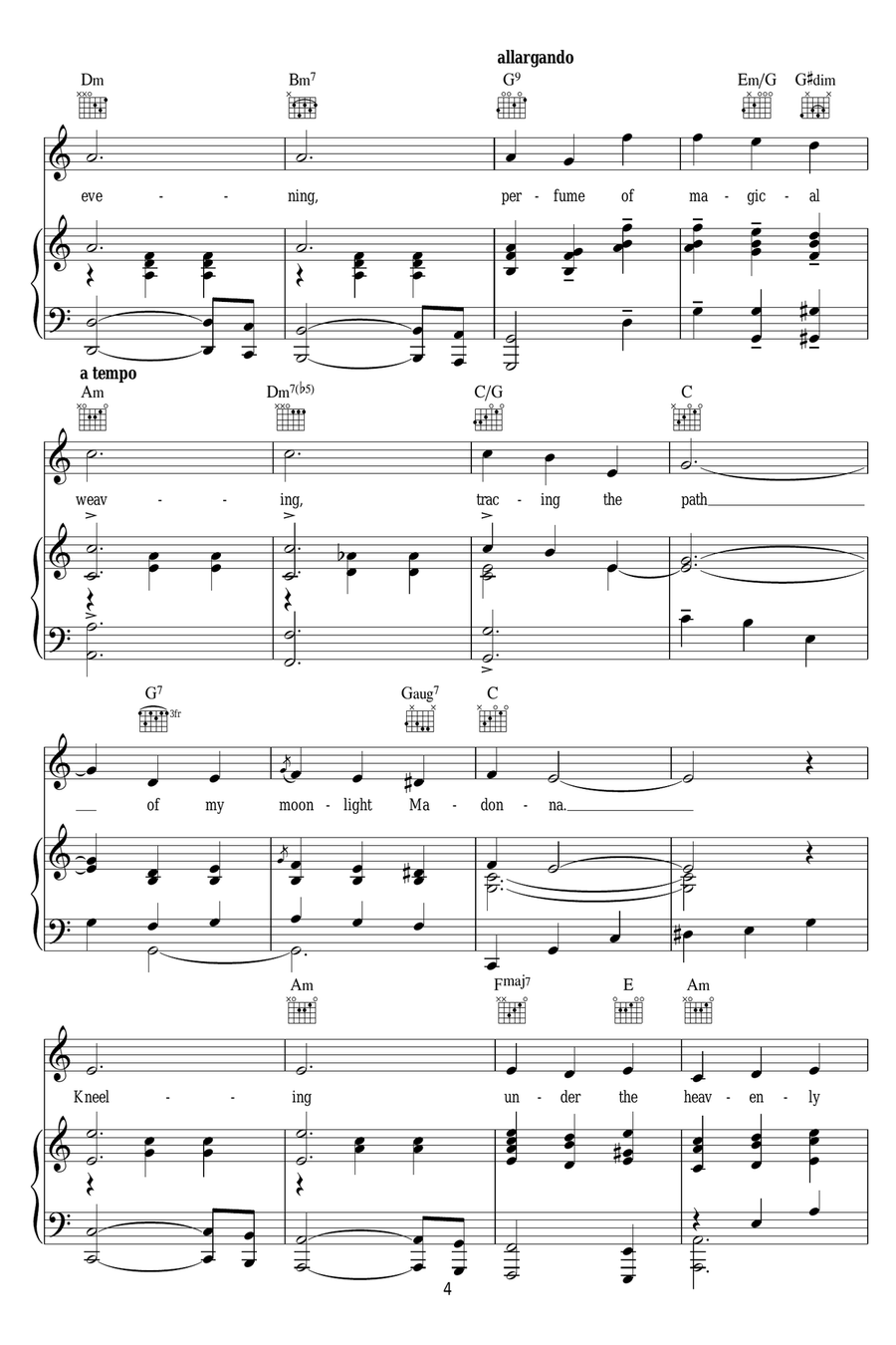 My Moonlight Madonna My Moonlight Madonna Piano, Vocal, Guitar scores gallery preview page 4