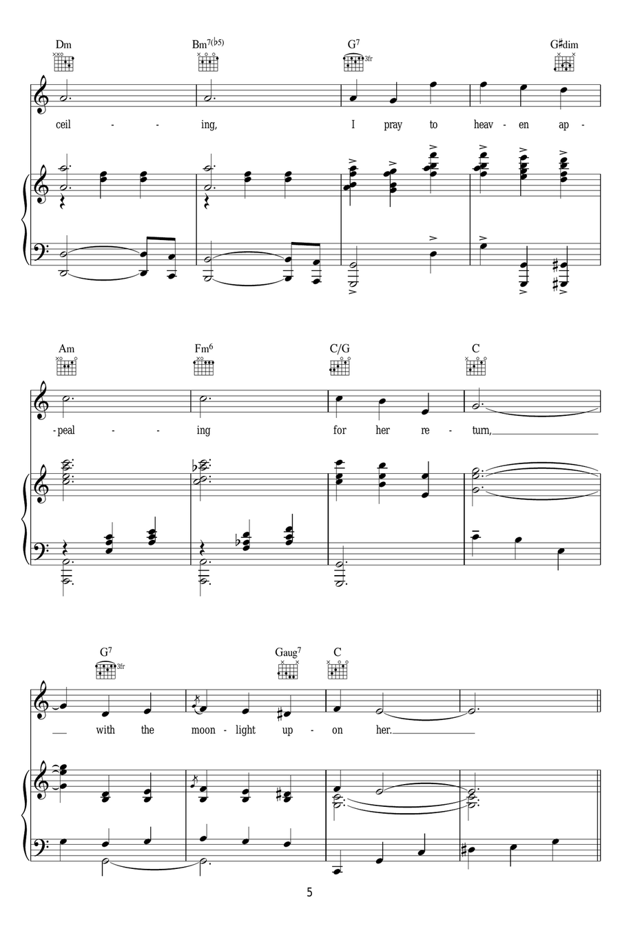 My Moonlight Madonna My Moonlight Madonna Piano, Vocal, Guitar scores gallery preview page 5