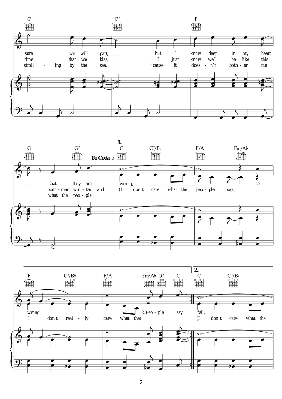 People Say People Say Piano, Vocal, Guitar scores gallery preview page 2