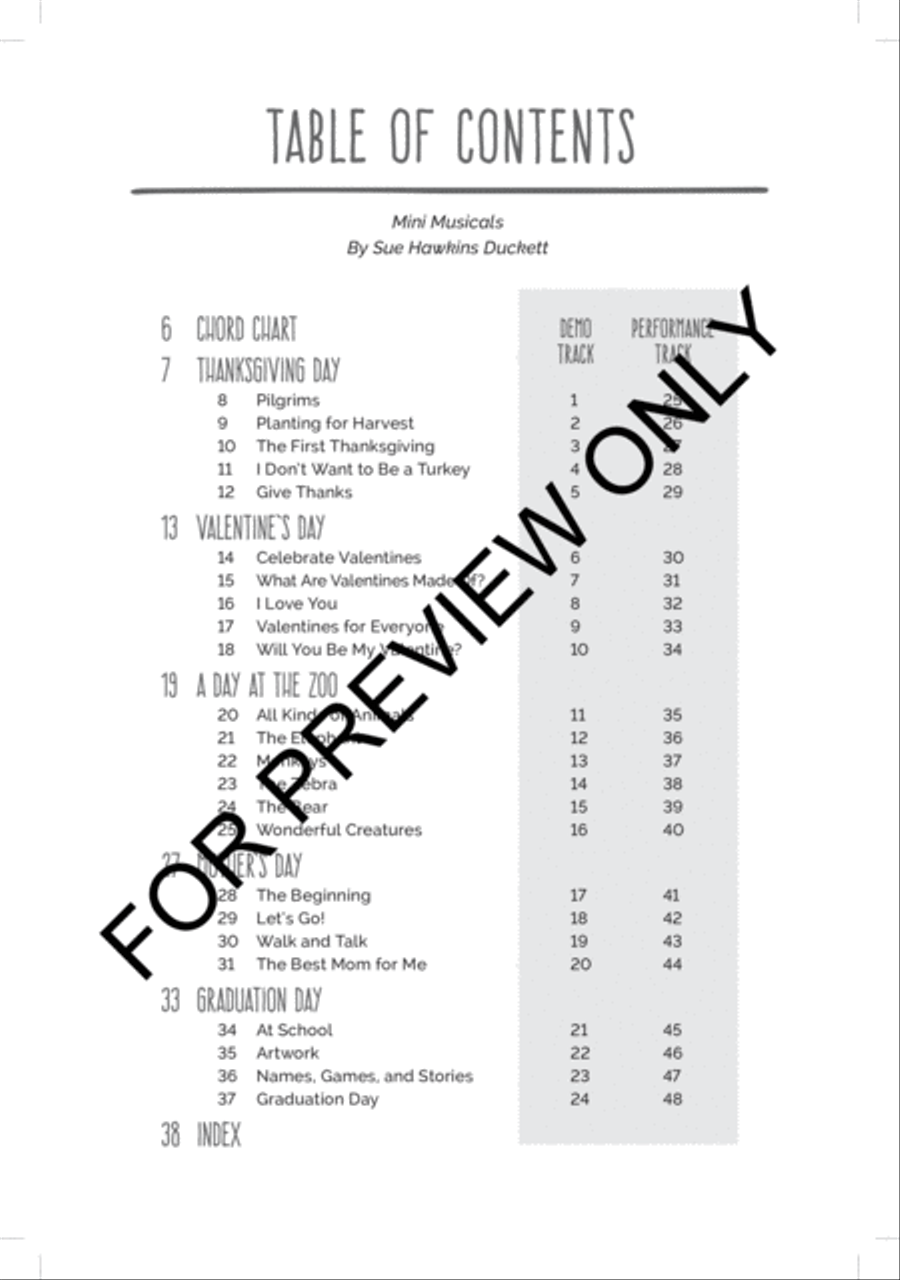 Mini Musicals: Five Short Preschool Programs for Special Days Unison Choir scores gallery preview page 3