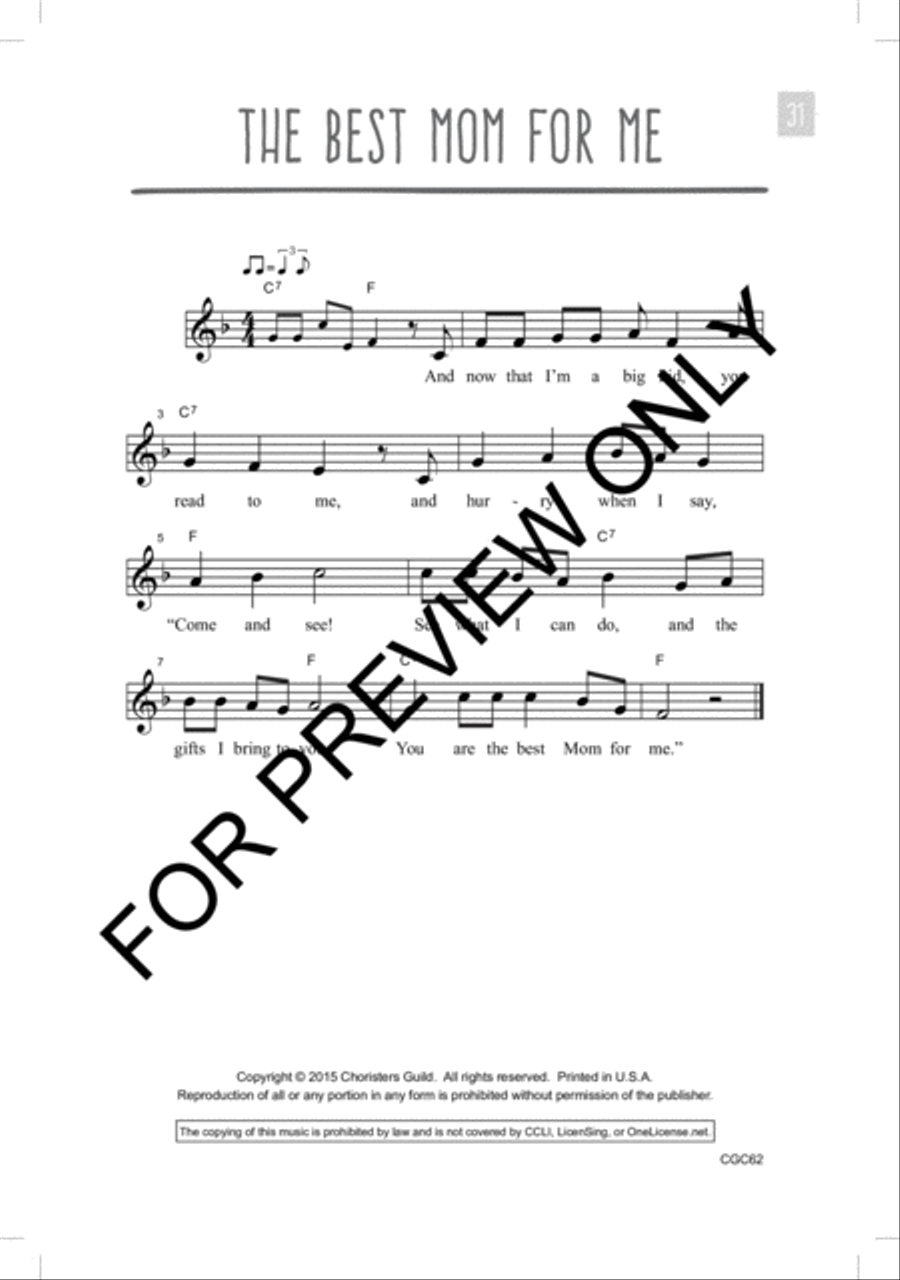Mini Musicals: Five Short Preschool Programs for Special Days Unison Choir scores gallery preview page 9