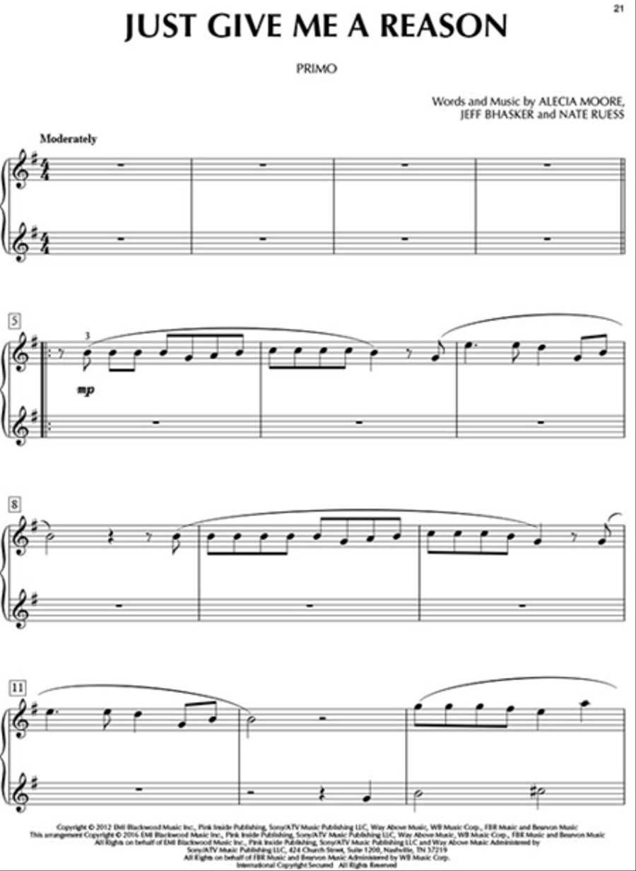 Chart Hits for Easy Duet 1 Piano, 4-Hands scores gallery preview page 2