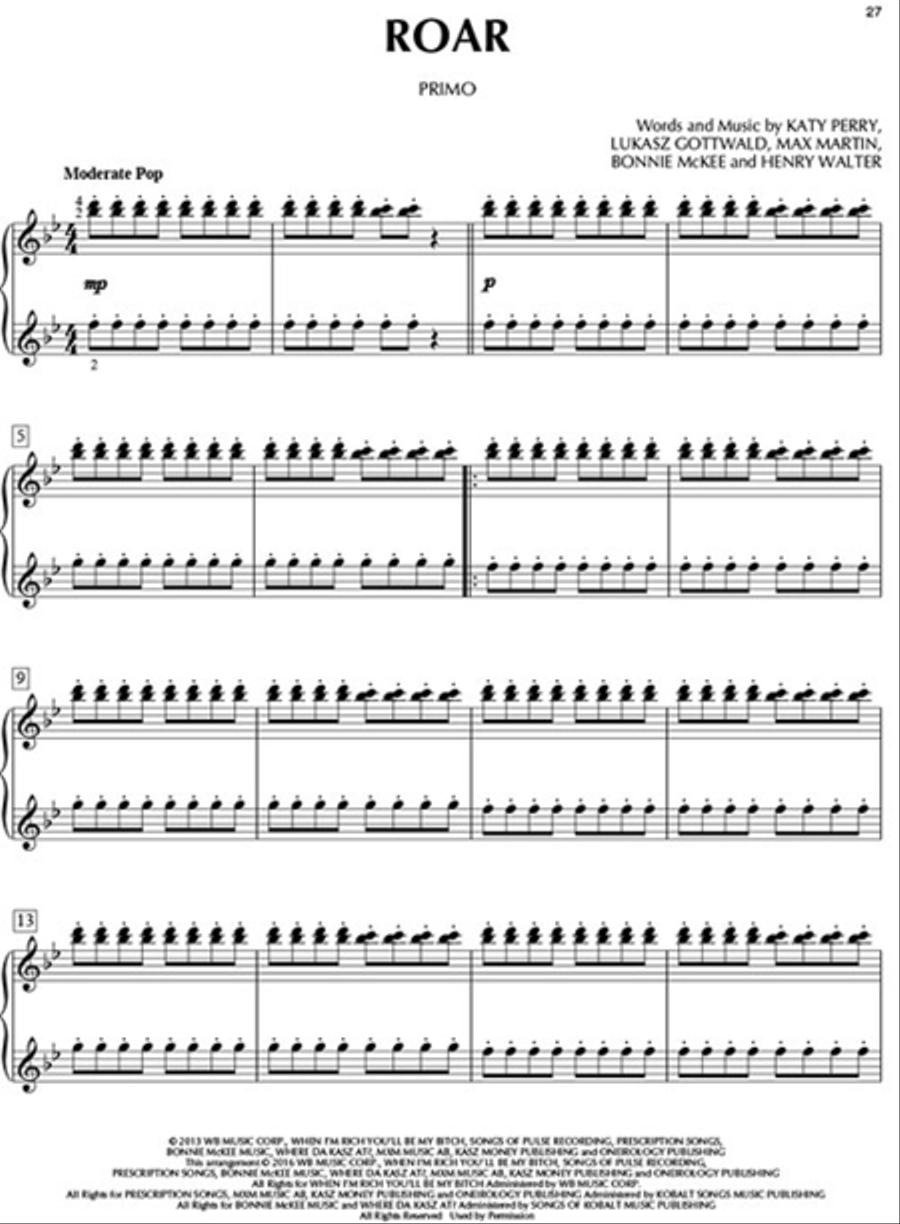 Chart Hits for Easy Duet 1 Piano, 4-Hands scores gallery preview page 4