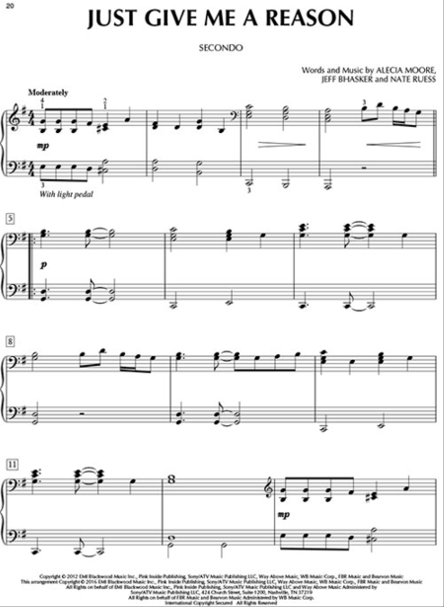 Chart Hits for Easy Duet 1 Piano, 4-Hands scores gallery preview page 5